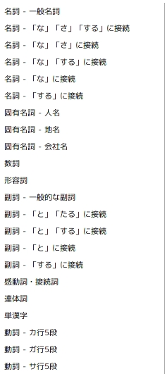 丘の道を登り 霞で使える品詞コードをちょっと増やしてみた 追記 6 24 8 3